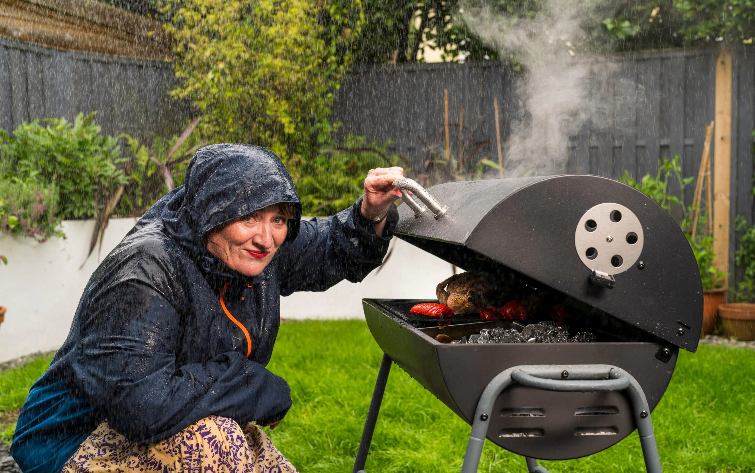 BBQ grill in different weather conditions